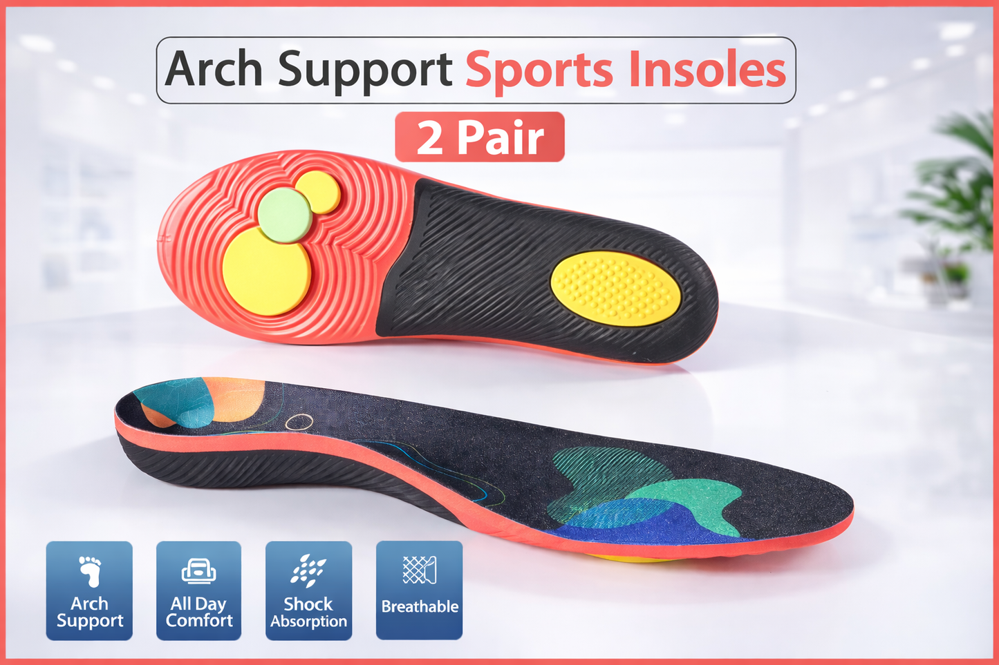 Arch Support Orthopedic Insoles for Men & Women – Shock-Absorbing Sports Shoe Inserts--FirstStep